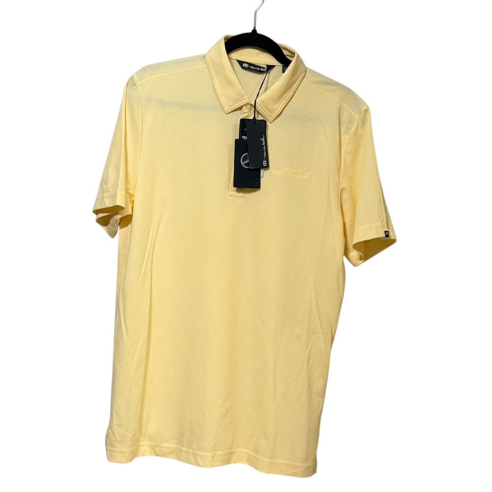 TravisMathew Mercedes-Benz Pima Cotton Blend Polo Shirt Yellow Mens Medium NWT